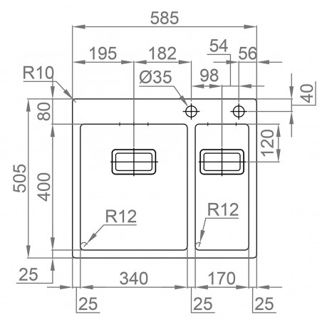 Kuchyňský dřez Sinks Boxer 585.1 RO 1,2 mm