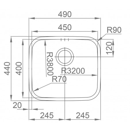 Kuchyňský dřez Sinks Laguna 490 V 0,8 mm, spodní, leštěný