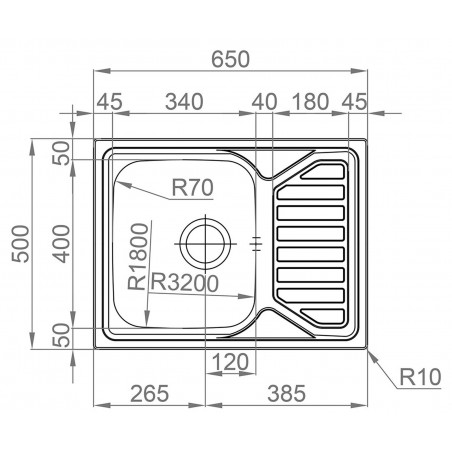 Kuchyňský dřez Sinks Okioplus 650 V 0,7 mm, leštěný