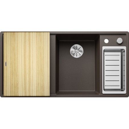 Kuchyňský dřez Blanco Axia III 6 S Kávová, pravý, s dřevěnou krájecí deskou a miskou