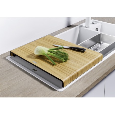 Kuchyňský dřez Blanco Axia III 6 S Šedá skála, pravý, s dřevěnou krájecí deskou a miskou