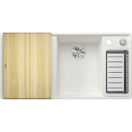 Kuchyňský dřez Blanco Axia III 6 S-F Bílá, pravý, s dřevěnou krájecí deskou a miskou
