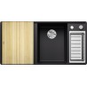 Kuchyňský dřez Blanco Axia III 6 S-F Černá, pravý, s dřevěnou krájecí deskou a miskou