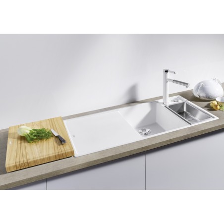 Kuchyňský dřez Blanco Axia III 6 S Šedá skála, levý, s dřevěnou krájecí deskou a miskou