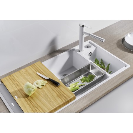 Kuchyňský dřez Blanco Axia III 6 S Tartufo, levý, s dřevěnou krájecí deskou a miskou