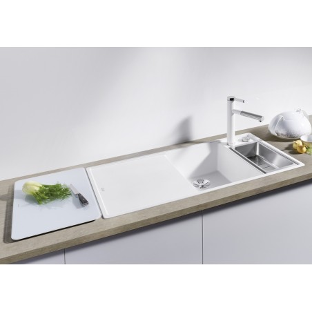 Kuchyňský dřez Blanco Axia III 6 S Bílá, levý, se skleněnou krájecí deskou a miskou