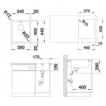 Kuchyňský dřez Blanco Andano 340-IF Hedvábný lesk
