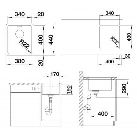 Kuchyňský dřez Blanco Andano 340-U Hedvábný lesk