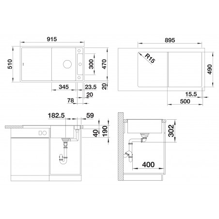Kuchyňský dřez Blanco Axia III 5 S Bílá, se skleněnou krájecí deskou