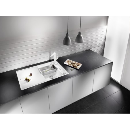 Kuchyňský dřez Blanco Axia III 5 S-F Bílá, s dřevěnou krájecí deskou