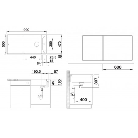 Kuchyňský dřez Blanco Axia III XL 6 S-F Kávová, s dřevěnou krájecí deskou