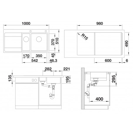 Kuchyňský dřez Blanco Divon II 6 S-IF Hedvábný lesk, pravý
