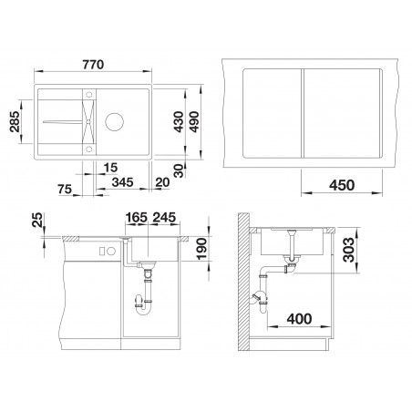 Kuchyňský dřez Blanco Metra 45 S-F Černá