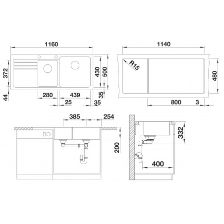 Kuchyňský dřez Blanco Naya 8 S Bílá, pravý