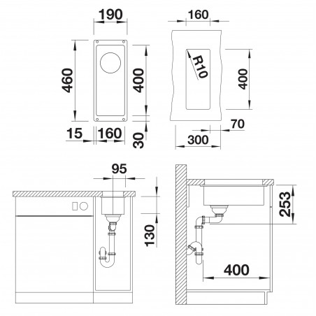 Kuchyňský dřez Blanco Subline 160-U Černá