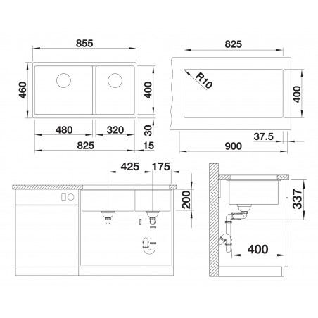 Kuchyňský dřez Blanco Subline 480/320-U Antracit