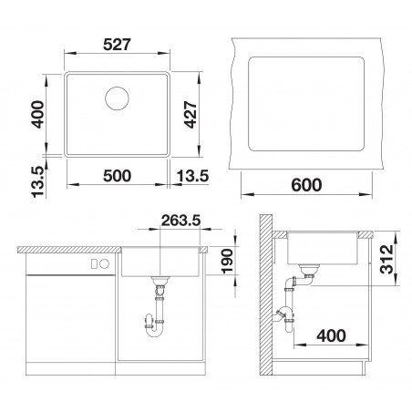 Kuchyňský dřez Blanco Subline 500-F Černá