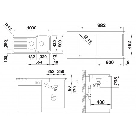 Kuchyňský dřez Blanco Tipo II 6 S Přírodní lesk, s excentrem