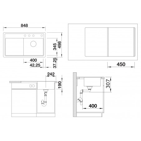 Kuchyňský dřez Blanco Zenar 45 S-F Antracit, levý