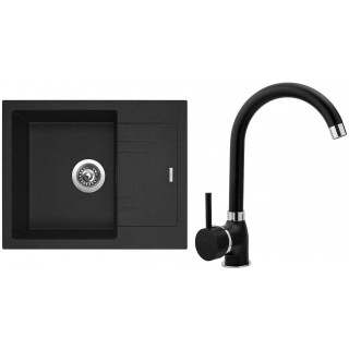 Set Sinks G1330 (dřez Linea 600 Granblack 30 + baterie Polo Granblack 30)