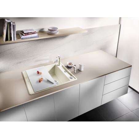 Kuchyňský dřez Blanco Axia III 45 S Bílá soft, se skleněnou krájecí deskou