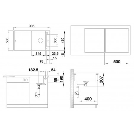 Kuchyňský dřez Blanco Axia III 5 S-F Bílá soft, se skleněnou krájecí deskou