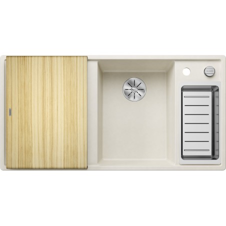 Kuchyňský dřez Blanco Axia III 6 S Bílá soft, pravý, s dřevěnou krájecí deskou a miskou