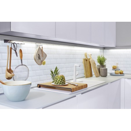 Kuchyňský dřez Blanco Axia III 6 S Bílá soft, pravý, s dřevěnou krájecí deskou a miskou