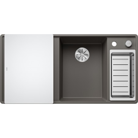 Kuchyňský dřez Blanco Axia III 6 S-F Šedá vulkán, pravý, se skleněnou krájecí deskou a miskou