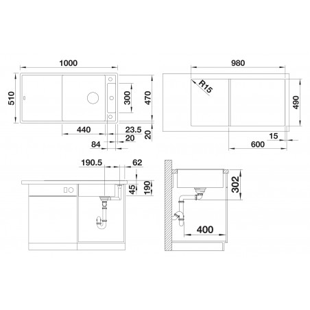 Kuchyňský dřez Blanco Axia III XL 6 S Bílá soft, s dřevěnou krájecí deskou
