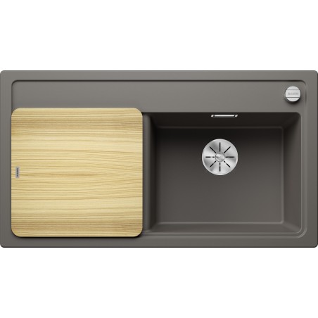 Kuchyňský dřez Blanco Zenar 5 S Šedá vulkán, pravý, s dřevěnou krájecí deskou