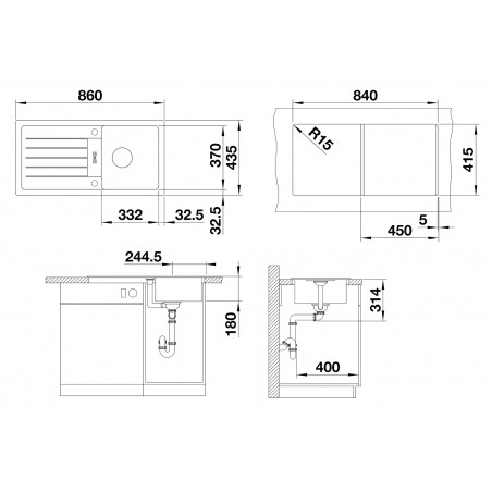 Kuchyňský dřez Blanco Favum 45 S Šedá vulkán