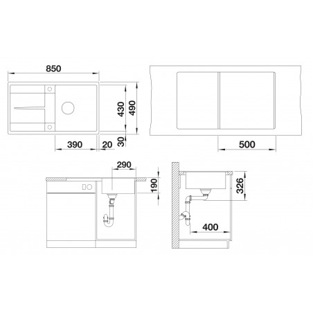 Kuchyňský dřez Blanco Metra 5 S-F Šedá vulkán