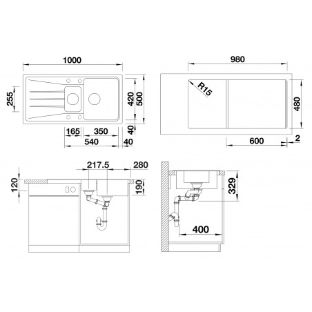 Kuchyňský dřez Blanco Sona 6 S Šedá vulkán
