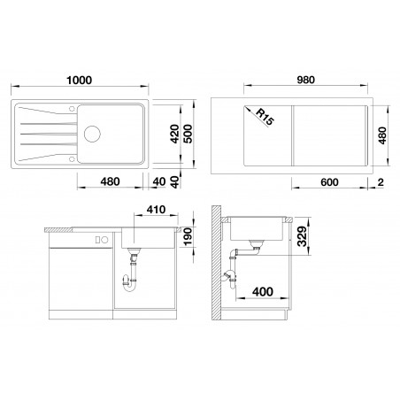 Kuchyňský dřez Blanco Sona XL 6 S Šedá vulkán