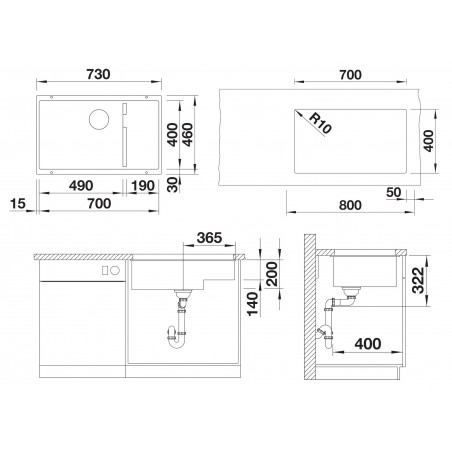 Kuchyňský dřez Blanco Subline 700-U Level Bílá soft