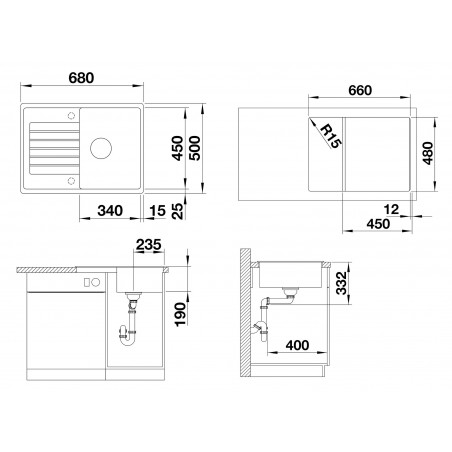 Kuchyňský dřez Blanco Zia 45 S Compact Šedá vulkán, bez excentru