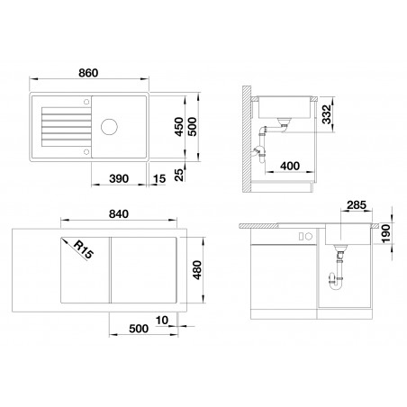 Kuchyňský dřez Blanco Zia 5 S Šedá vulkán, bez excentru