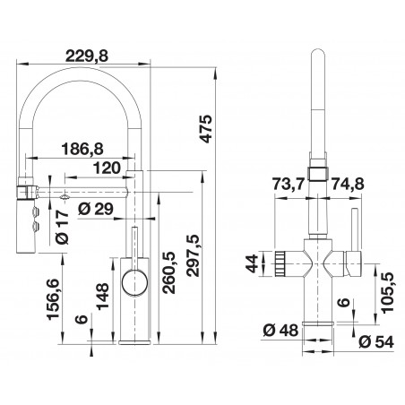 Kuchyňská baterie Blanco Catris-S Flexo Filter PVD Steel