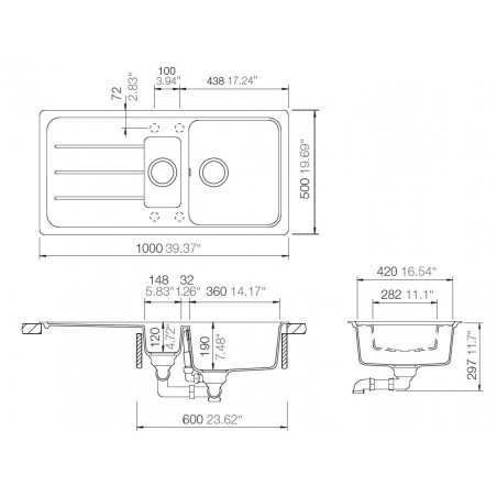 Kuchyňský dřez Schock Formhaus D-150L Asphalt, spodní montáž