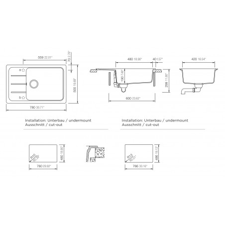 Kuchyňský dřez Schock Formhaus D-100LS Nero, spodní montáž