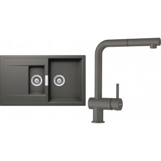 Set Schock S8-2 (dřez Mono D-150 Silverstone + baterie Epos.120 Silverstone)