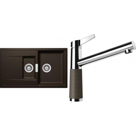 Set Schock S8-4 (dřez Mono D-150 Bronze + baterie SC-510 Bronze)