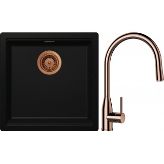 Set Schock S27-9 (dřez Kiruna N-100 Night + baterie Kavus.120 Měď + komponenty Měď)