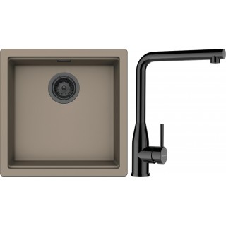 Set Schock S27-15 (dřez Kiruna N-100 Twilight + baterie Keto Gunmetal + komponenty Gunmetal)