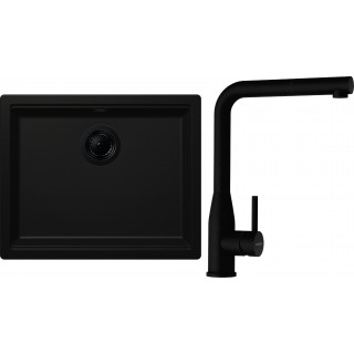 Set Schock S28-16 (dřez Kiruna N-100L Night + baterie Keto.120 Puro + komponenty Puro)