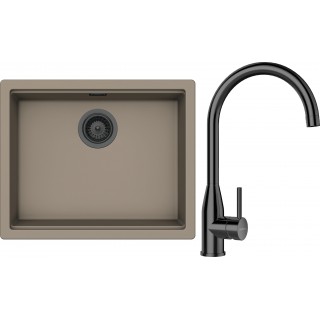 Set Schock S28-5 (dřez Kiruna N-100L Twilight + baterie Kavus Gunmetal + komponenty Gunmetal)