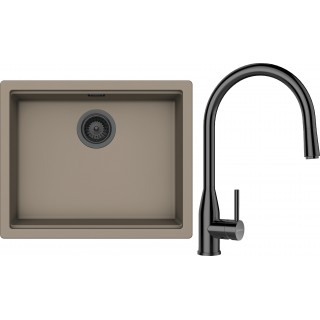 Set Schock S28-10 (dřez Kiruna N-100L Twilight + baterie Kavus.120 Gunmetal + komponenty Gunmetal)