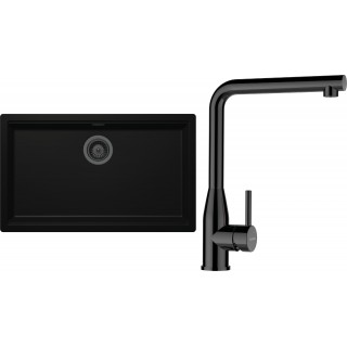 Set Schock S29-15 (dřez Kiruna N-100XL Night + baterie Keto Gunmetal + komponenty Gunmetal)