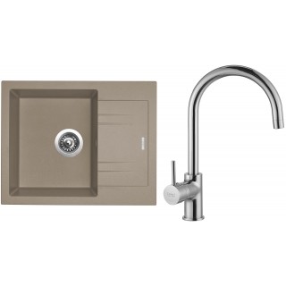 Set Sinks G1454 (dřez Linea 600 Truffle 54 + baterie Vitalia Chrom - lesklý)